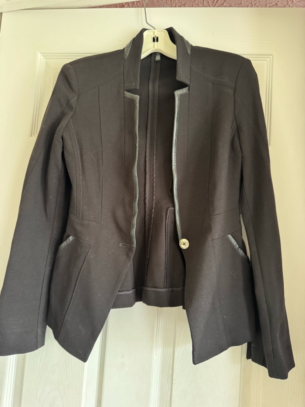 White House Black Market Black Tailored Blazer with Contrast Trim